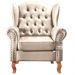 Poltrona Chesterfield Imperador Vintage Retrô Capitonê Couro Bege