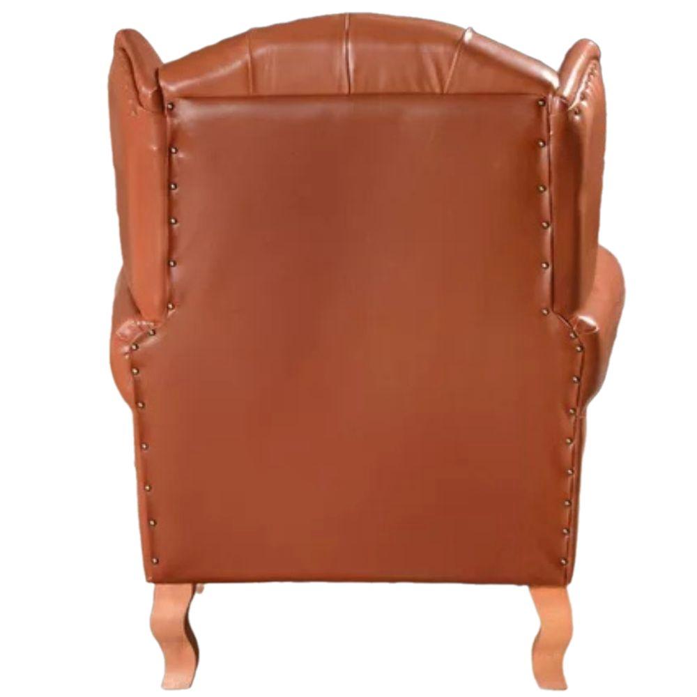 Poltrona Chesterfield Imperador Vintage Retrô Capitonê Couro Caramelo