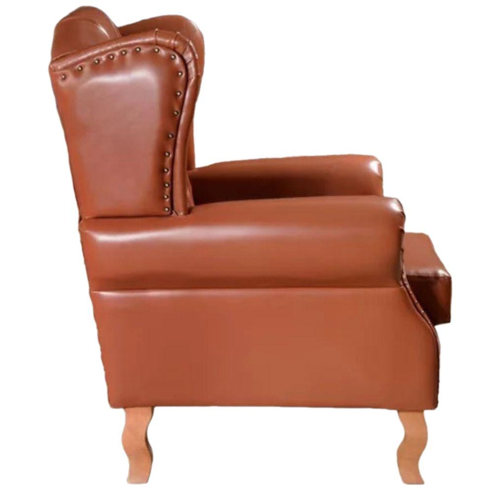 Poltrona Chesterfield Imperador Vintage Retrô Capitonê Couro Caramelo
