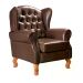 Poltrona Chesterfield Imperador Vintage Retrô Capitonê Couro Marrom