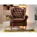 Poltrona Chesterfield Imperador Vintage Retrô Capitonê Couro Marrom