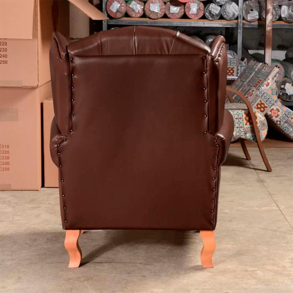 Poltrona Chesterfield Imperador Vintage Retrô Capitonê Couro Marrom