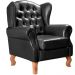 Poltrona Chesterfield Imperador Vintage Retrô Capitonê Couro Preto