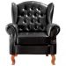 Poltrona Chesterfield Imperador Vintage Retrô Capitonê Couro Preto
