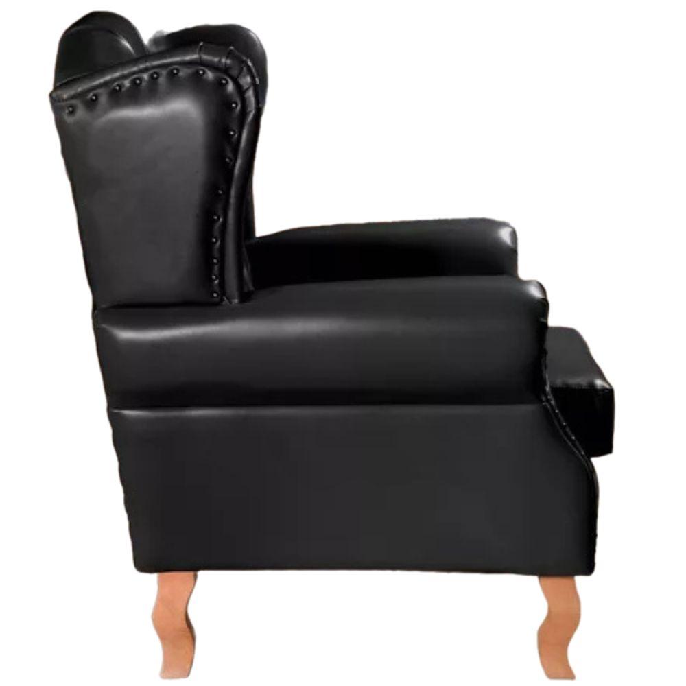 Poltrona Chesterfield Imperador Vintage Retrô Capitonê Couro Preto