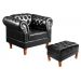 Poltrona Com Puff Chesterfield Capitonê Dom Pedro - Preto