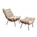 Poltrona Com Puff Costela Base Fixa Linho Bege Bella Decor