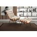 Poltrona Com Puff Costela Base Fixa Linho Bege Bella Decor