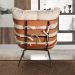 Poltrona Com Puff Costela Base Fixa Linho Bege Bella Decor