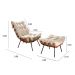 Poltrona Com Puff Costela Base Fixa Linho Bege Bella Decor