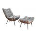 Poltrona Com Puff Costela Base Fixa Linho Cinza Bella Decor