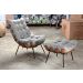 Poltrona Com Puff Costela Base Fixa Linho Cinza Bella Decor