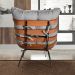 Poltrona Com Puff Costela Base Fixa Linho Cinza Bella Decor