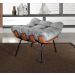 Poltrona Com Puff Costela Base Fixa Linho Cinza Bella Decor
