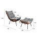 Poltrona Com Puff Costela Base Fixa Linho Cinza Bella Decor