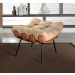 Poltrona Com Puff Costela Base Fixa Linho Marrom Bella Decor