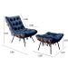 Poltrona Com Puff Costela Base Fixa Suede Azul Marinho Bella Decor