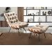 Poltrona Com Puff Costela Base Fixa Suede Bege Bella Decor