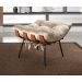 Poltrona Com Puff Costela Base Fixa Suede Bege Bella Decor