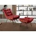 Poltrona Com Puff Costela Base Fixa Suede Bordô Bella Decor