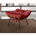 Poltrona Com Puff Costela Base Fixa Suede Bordô Bella Decor