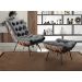 Poltrona Com Puff Costela Base Fixa Suede Cinza Bella Decor