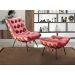 Poltrona Com Puff Costela Base Fixa Suede Rosa Bella Decor