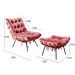 Poltrona Com Puff Costela Base Fixa Suede Rosa Bella Decor