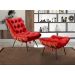 Poltrona Com Puff Costela Base Fixa Suede Vermelho Bella Decor