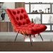 Poltrona Com Puff Costela Base Fixa Suede Vermelho Bella Decor