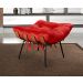 Poltrona Com Puff Costela Base Fixa Suede Vermelho Bella Decor