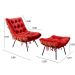 Poltrona Com Puff Costela Base Fixa Suede Vermelho Bella Decor