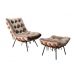 Poltrona Com Puff Costela Base Fixa Veludo Capuccino Bella Decor