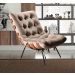 Poltrona Com Puff Costela Base Fixa Veludo Capuccino Bella Decor