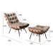 Poltrona Com Puff Costela Base Fixa Veludo Capuccino Bella Decor