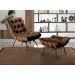 Poltrona Com Puff Costela Base Fixa Veludo Marrom Bella Decor