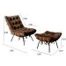 Poltrona Com Puff Costela Base Fixa Veludo Marrom Bella Decor