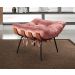 Poltrona Com Puff Costela Base Fixa Veludo Rosê Bella Decor