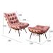 Poltrona Com Puff Costela Base Fixa Veludo Rosê Bella Decor