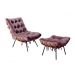 Poltrona Com Puff Costela Base Fixa Veludo Roxo Bella Decor