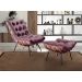 Poltrona Com Puff Costela Base Fixa Veludo Roxo Bella Decor