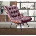 Poltrona Com Puff Costela Base Fixa Veludo Roxo Bella Decor