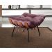 Poltrona Com Puff Costela Base Fixa Veludo Roxo Bella Decor