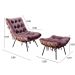 Poltrona Com Puff Costela Base Fixa Veludo Roxo Bella Decor