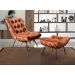 Poltrona Com Puff Costela Base Fixa Veludo Terracota Bella Decor