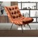 Poltrona Com Puff Costela Base Fixa Veludo Terracota Bella Decor