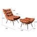 Poltrona Com Puff Costela Base Fixa Veludo Terracota Bella Decor
