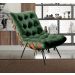 Poltrona Com Puff Costela Base Fixa Veludo Verde Bella Decor