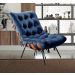 Poltrona Costela Martin Eisler Base Fixa Aço e Madeira - Suede Azul Marinho