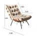 Poltrona Costela Martin Eisler Base Fixa Aço e Madeira - Suede Bege